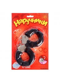 Металлические наручники с черной плюшевой отделкой - Сима-Ленд - купить с доставкой в Находке