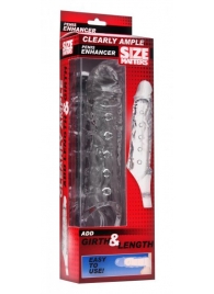 Прозразная закрытая насадка на пенис с поддержкой мошонки Clearly Ample Penis Enhancer - 22 см. - XR Brands - в Находке купить с доставкой