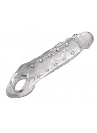 Прозразная закрытая насадка на пенис с поддержкой мошонки Clearly Ample Penis Enhancer - 22 см. - XR Brands - в Находке купить с доставкой