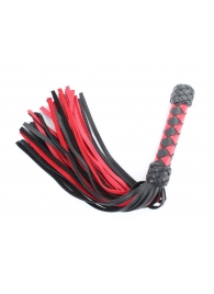 Черно-красная клеть с плетеной ручкой с ромбовидным узором - 45 см. - БДСМ Арсенал - купить с доставкой в Находке