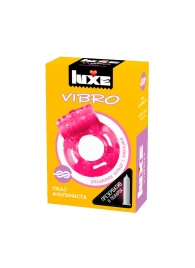 Розовое эрекционное виброкольцо Luxe VIBRO  Ужас Альпиниста  + презерватив - Luxe - в Находке купить с доставкой