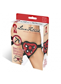 Трусики с красным сердечком для страпона - Lux Fetish - купить с доставкой в Находке