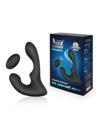 Черный силиконовый вибромассажер простаты с пультом ДУ - Sex Expert - в Находке купить с доставкой