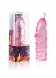 Закрытая рельефная насадка Crystal sleeve snakes в виде змеи с усиками - 14 см. - Erowoman-Eroman - в Находке купить с доставкой