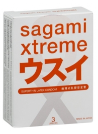 Ультратонкие презервативы Sagami Xtreme SUPERTHIN - 3 шт. - Sagami - купить с доставкой в Находке
