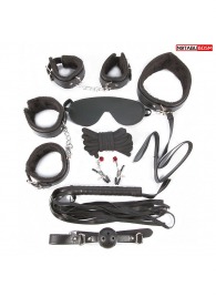 Большой игровой набор БДСМ: наручники, оковы, маска, кляп, плеть, ошейник с поводком, верёвка, зажимы для сосков - Notabu - купить с доставкой в Находке