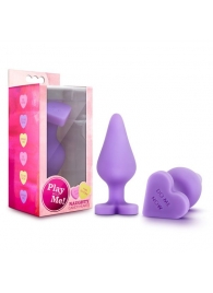 Фиолетовая анальная пробка Naughty Candy Heart Do Me Now - 8,9 см. - Blush Novelties - купить с доставкой в Находке