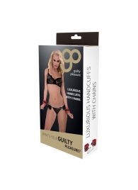 Красно-чёрные наручники на металлической цепочке - Blush Novelties - купить с доставкой в Находке