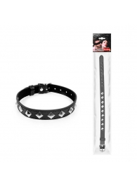 Черный ошейник с серебристыми ромбиками - Notabu - купить с доставкой в Находке