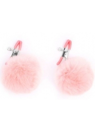 Зажимы для сосков с розовым пушком - Notabu - купить с доставкой в Находке