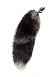 Серебристая металлическая анальная втулка с хвостом чернобурой лисы - размер S - ToyFa - купить с доставкой в Находке