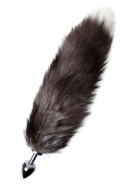 Серебристая металлическая анальная втулка с хвостом чернобурой лисы - размер S - ToyFa - купить с доставкой в Находке