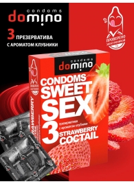 Презервативы для орального секса DOMINO Sweet Sex с ароматом клубничного коктейля  - 3 шт. - Domino - купить с доставкой в Находке