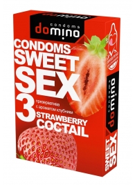 Презервативы для орального секса DOMINO Sweet Sex с ароматом клубничного коктейля  - 3 шт. - Domino - купить с доставкой в Находке