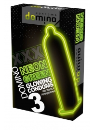 Презервативы DOMINO Neon Green со светящимся в темноте кончиком - 3 шт. - Domino - купить с доставкой в Находке