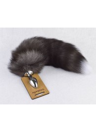 Серебристая анальная пробка с пушистым хвостиком - Sitabella - купить с доставкой в Находке