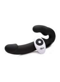 Черный безремневой страпон Urge Silicone Strap On с пультом ДУ - 24 см. - XR Brands - купить с доставкой в Находке