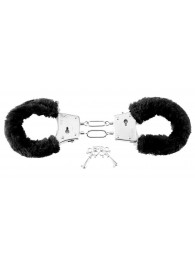 Меховые чёрные наручники Beginner s Furry Cuffs - Pipedream - купить с доставкой в Находке