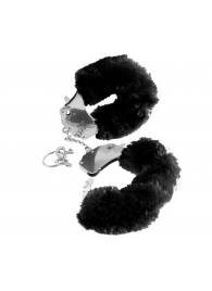 Металлические наручники Furry Love Cuffs с черным мехом - Pipedream - купить с доставкой в Находке
