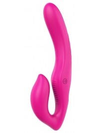 Ярко-розовый безремневой страпон REMOTE DOUBLE DIPPER - 22 см. - Dream Toys - купить с доставкой в Находке