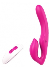 Ярко-розовый безремневой страпон REMOTE DOUBLE DIPPER - 22 см. - Dream Toys - купить с доставкой в Находке