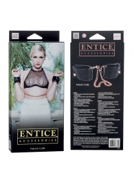Черные мягкие наручники Entice French Cuffs с цепью - California Exotic Novelties - купить с доставкой в Находке