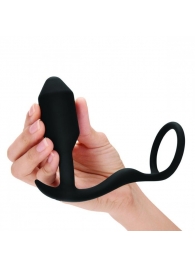 Черное эрекционное кольцо с анальным плагом Snug   Tug - b-Vibe - в Находке купить с доставкой