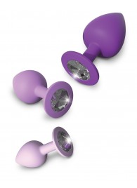 Набор из 3 фиолетовых анальных пробок со стразами Little Gems Trainer Set - Pipedream - купить с доставкой в Находке