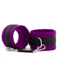 Фиолетово-черные наручники My rules на сцепке - БДСМ Арсенал - купить с доставкой в Находке