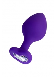 Фиолетовая анальная втулка Diamond Heart с прозрачным кристаллом - 8 см. - ToyFa - купить с доставкой в Находке