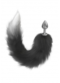 Серебристая анальная пробка с черным хвостом Galaxy - Lola Games - купить с доставкой в Находке