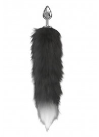 Серебристая анальная пробка с черным хвостом Starlit - Lola Games - купить с доставкой в Находке