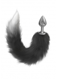 Серебристая анальная пробка с черным хвостом Starlit - Lola Games - купить с доставкой в Находке