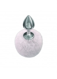 Серебристая анальная пробка с белым пушистым хвостиком Twinkle - Lola Games - купить с доставкой в Находке