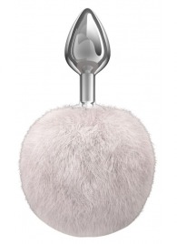 Серебристая анальная пробка с белым пушистым хвостиком Twinkle - Lola Games - купить с доставкой в Находке