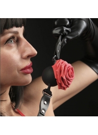 Черный кляп-шар с розой - Sitabella - купить с доставкой в Находке