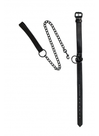 Черный ошейник Sin с поводком - Lola Games - купить с доставкой в Находке