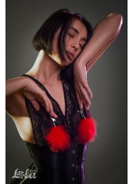 Зажимы на соски с красным пухом Euphoric - Lola Games - купить с доставкой в Находке