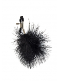 Зажимы на соски с черным пухом Euphoric - Lola Games - купить с доставкой в Находке