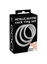 Набор из 3 эрекционных колец под металл Metallic Silicone Cock Ring Set - Orion - в Находке купить с доставкой