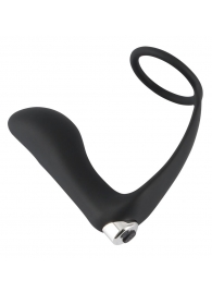 Черное эрекционное кольцо с анальной вибропробкой Vibrating Ring   Plug - Orion - в Находке купить с доставкой