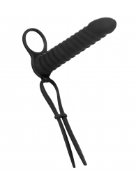 Черная вибронасадка для двойного проникновения Rori - 17 см. - Lola Games - купить с доставкой в Находке