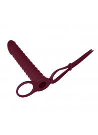 Бордовая вибронасадка для двойного проникновения Rori - 17 см. - Lola Games - купить с доставкой в Находке