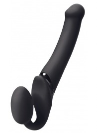 Черный безремневой вибрострапон Silicone Bendable Strap-On M - Strap-on-me - купить с доставкой в Находке