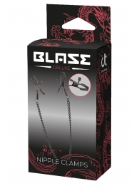 Черные зажимы на соски на цепочке BLAZE DELUXE NIPPLE CLAMPS - Dream Toys - купить с доставкой в Находке