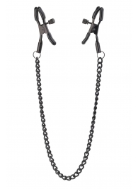 Черные зажимы на соски на цепочке BLAZE DELUXE NIPPLE CLAMPS - Dream Toys - купить с доставкой в Находке