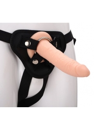 Телесный страпон на черных трусиках STRAP ON REAL DILDO - 20 см. - Dream Toys - купить с доставкой в Находке