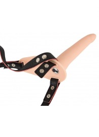 Телесный поясной страпон с вибрацией Vibrating Strap-On - 15,7 см. - Orion - купить с доставкой в Находке