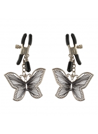 Зажимы на соски с бабочками Butterfly Nipple Clamps - Pipedream - купить с доставкой в Находке