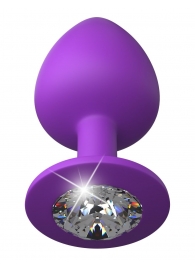 Фиолетовая анальная пробка со стразом Her Little Gem Large Plug - 9,5 см. - Pipedream - купить с доставкой в Находке